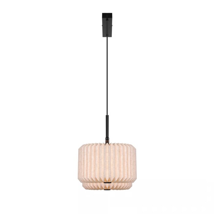 Westwood - Scandi Dual Pendant Ceiling Light - Black with Natural Pleated Fabric Shades