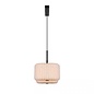Westwood - Scandi Dual Pendant Ceiling Light - Black with Natural Pleated Fabric Shades