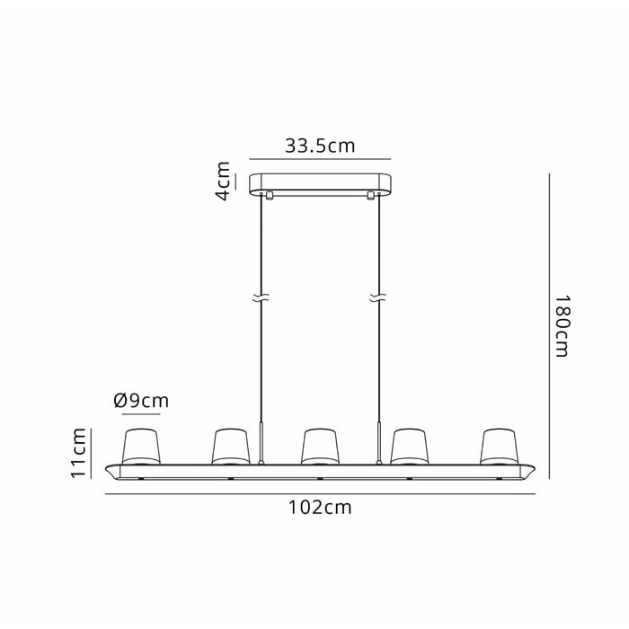 Alabast - 5 Light Bar Pendant