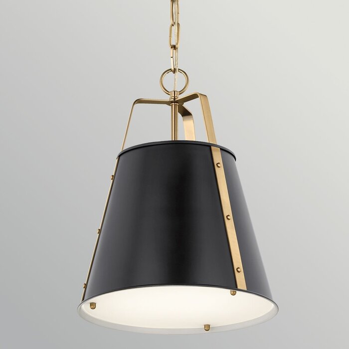 Etch - Medium Steel Ceiling Pendant - Black with Champagne Bronze