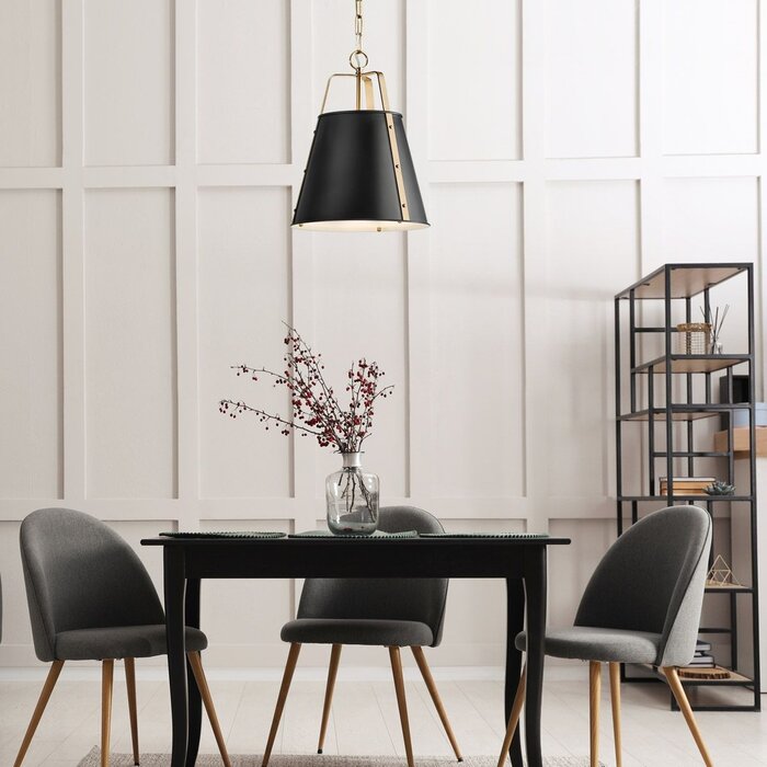 Etch - Large Steel Ceiling Pendant - Black with Champagne Bronze