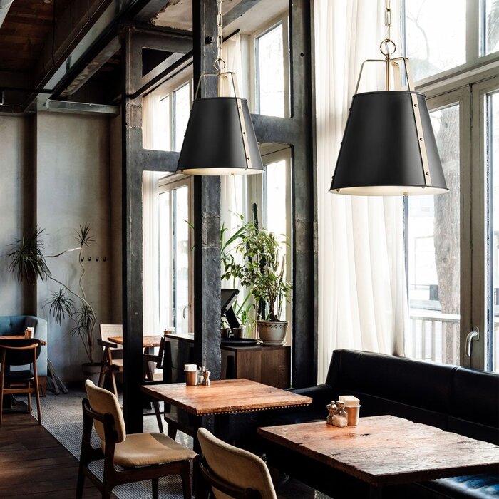 Etch - Large Steel Ceiling Pendant - Black with Champagne Bronze
