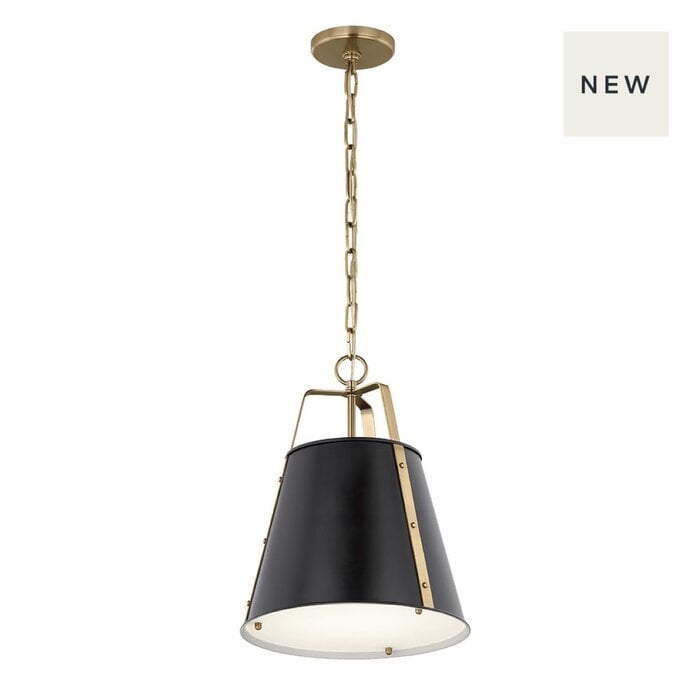 Etch - Medium Steel Ceiling Pendant - Black with Champagne Bronze