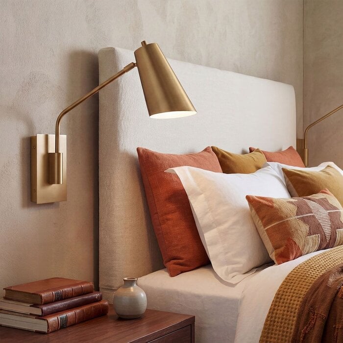 Ray - 1 Light Swing Arm Wall Light - Lacquered Brass