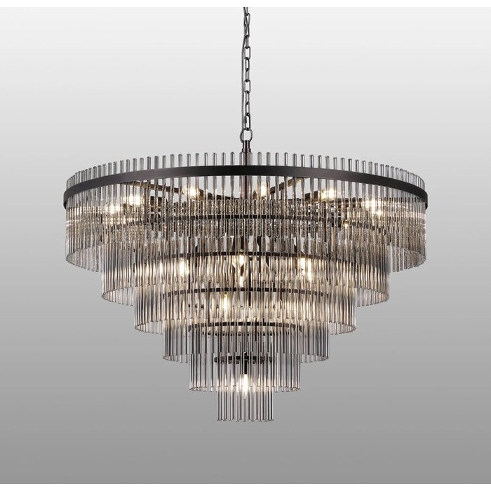 Allora - Bronze and Smoked Glass Rods Chandelier - Large