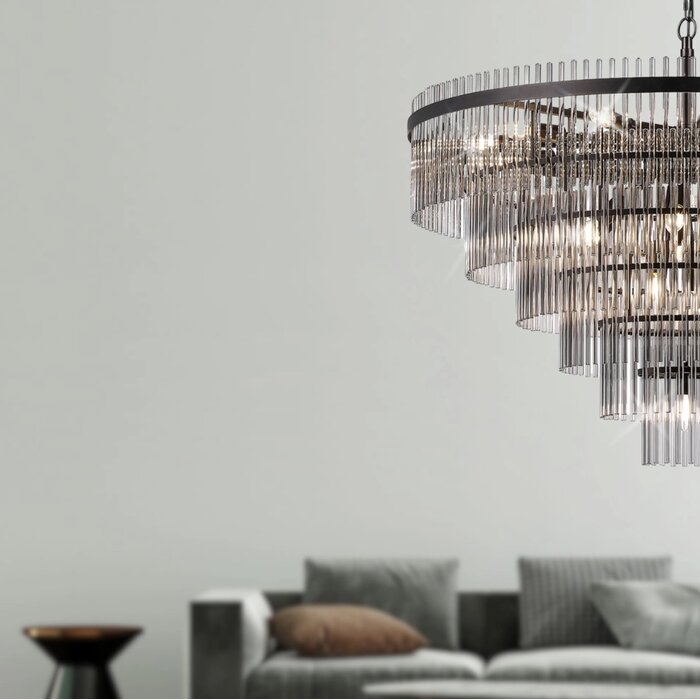 Allora - Bronze and Smoked Glass Rods Chandelier - Large