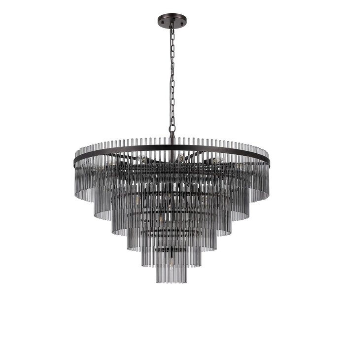 Allora - Bronze and Smoked Glass Rods Chandelier - Large