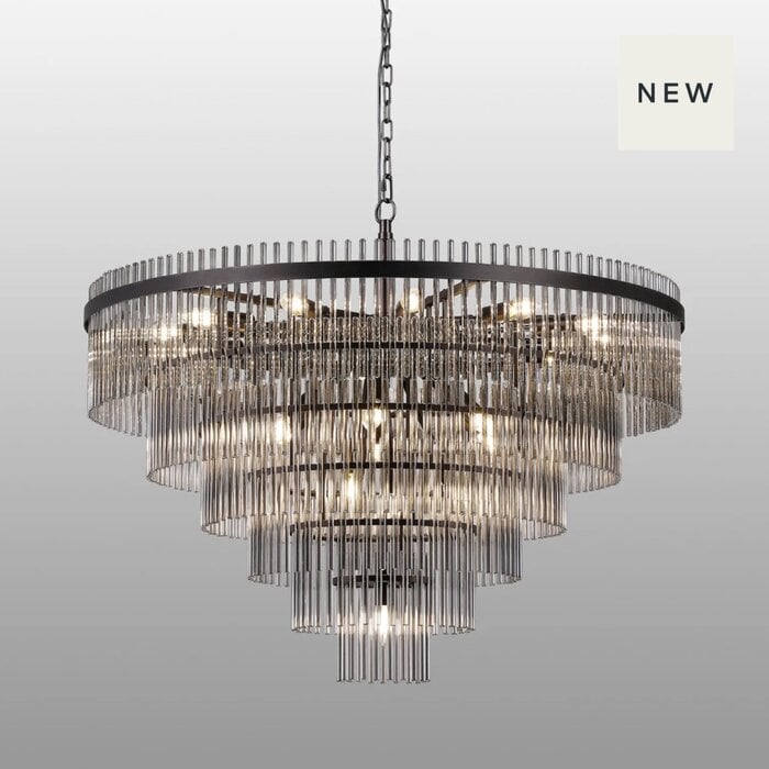 Allora - Bronze and Smoked Glass Rods Chandelier - Large