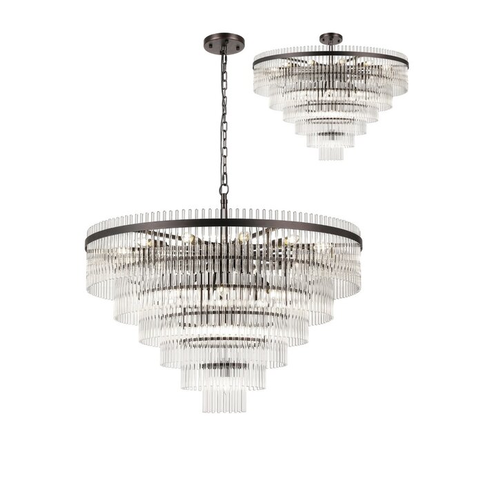 Allora - Bronze and Clear Glass Rods Chandelier - Large