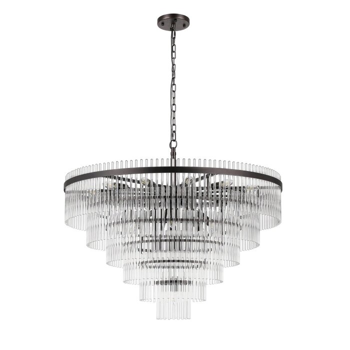 Allora - Bronze and Clear Glass Rods Chandelier - Large