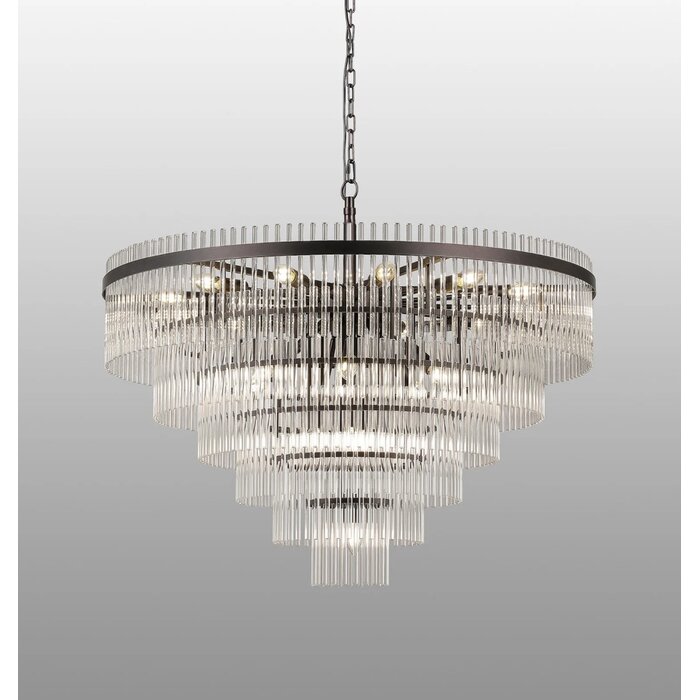 Allora - Bronze and Clear Glass Rods Chandelier - Large