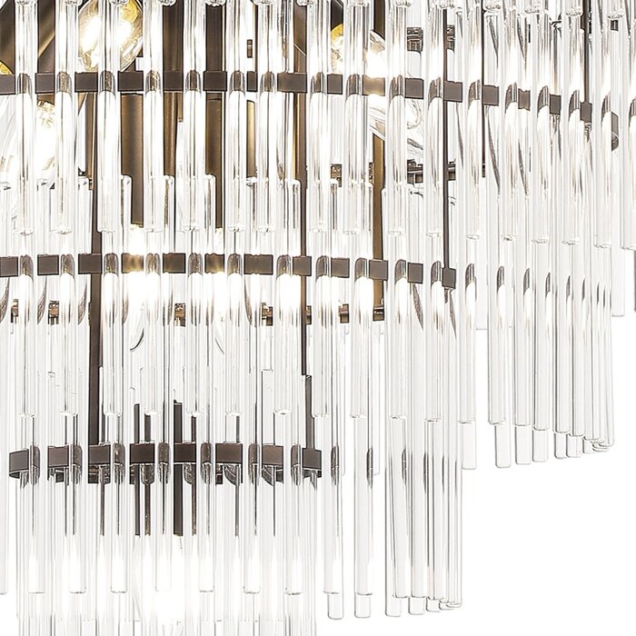 Allora - Bronze and Clear Glass Rods Chandelier - Medium