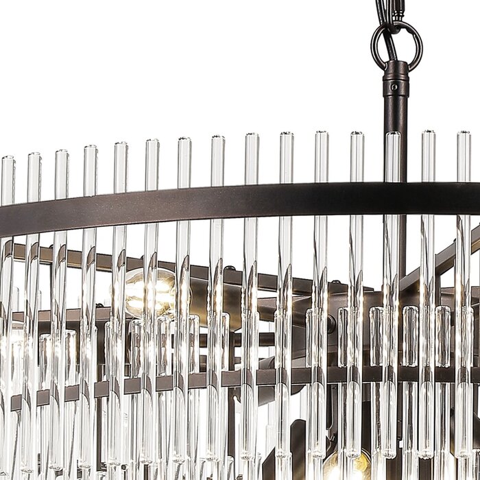 Allora - Bronze and Clear Glass Rods Chandelier - Medium