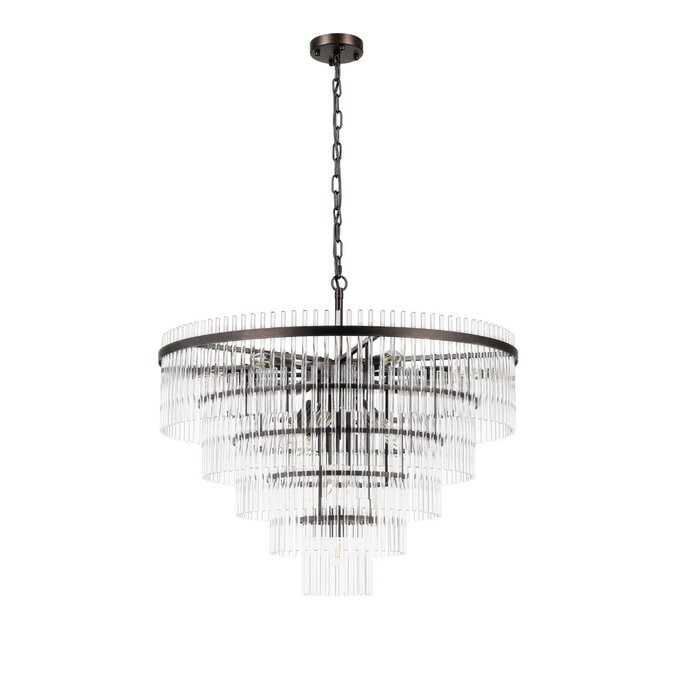 Allora - Bronze and Clear Glass Rods Chandelier - Medium