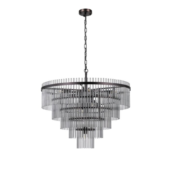 Allora - Bronze and Smoked Glass Rods Chandelier - Medium