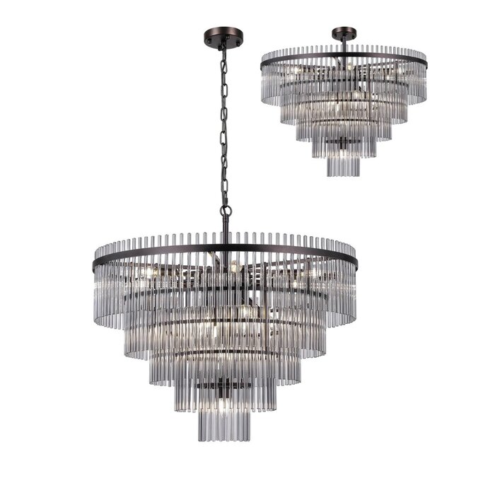 Allora - Bronze and Smoked Glass Rods Chandelier - Medium