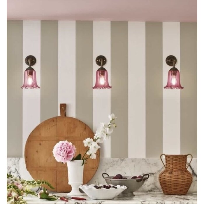 Ebba - Pink Glass and Antique Brass Wall Light - David Hunt