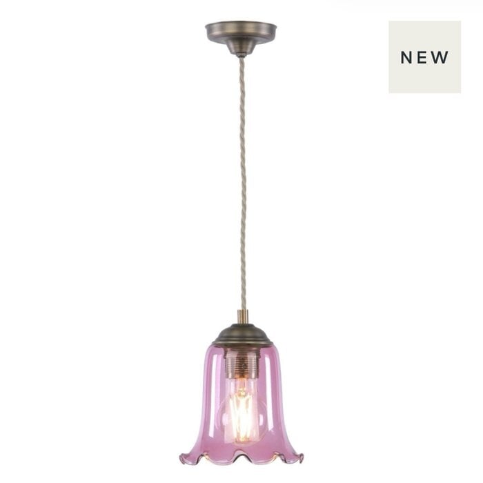 Ebba - Pink Glass and Antique Brass Pendant - David Hunt