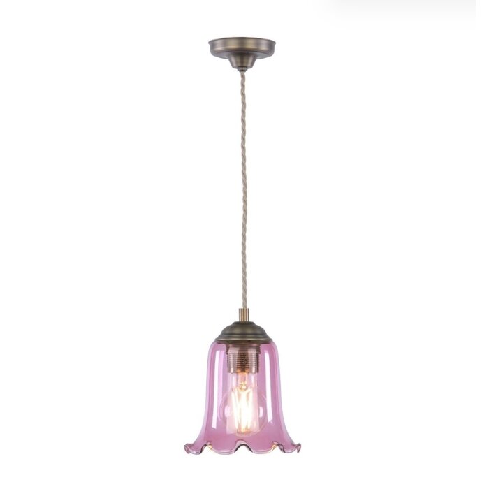 Ebba - Pink Glass and Antique Brass Pendant - David Hunt