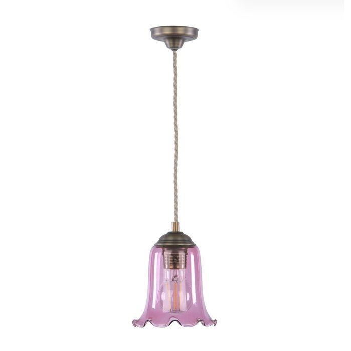 Ebba - Pink Glass and Antique Brass Pendant - David Hunt