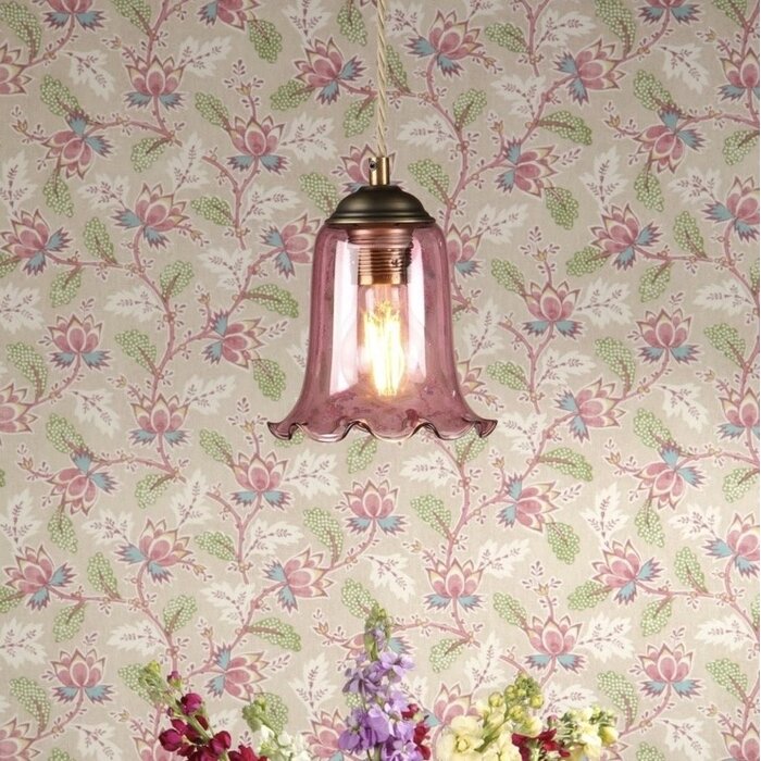 Ebba - Pink Glass and Antique Brass Pendant - David Hunt