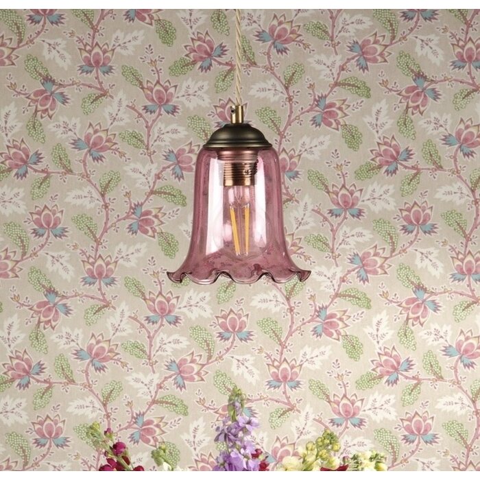 Ebba - Pink Glass and Antique Brass Pendant - David Hunt
