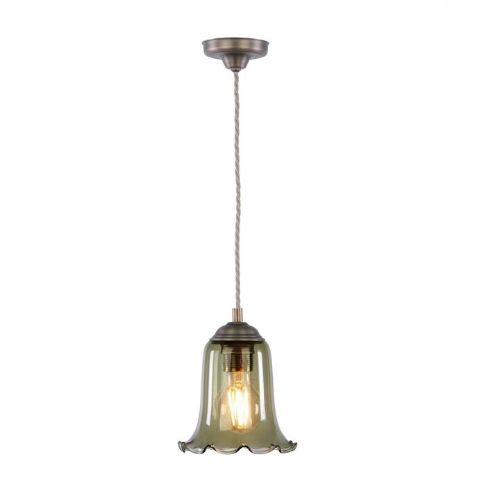 Ebba - Green Glass and Antique Brass Pendant - David Hunt