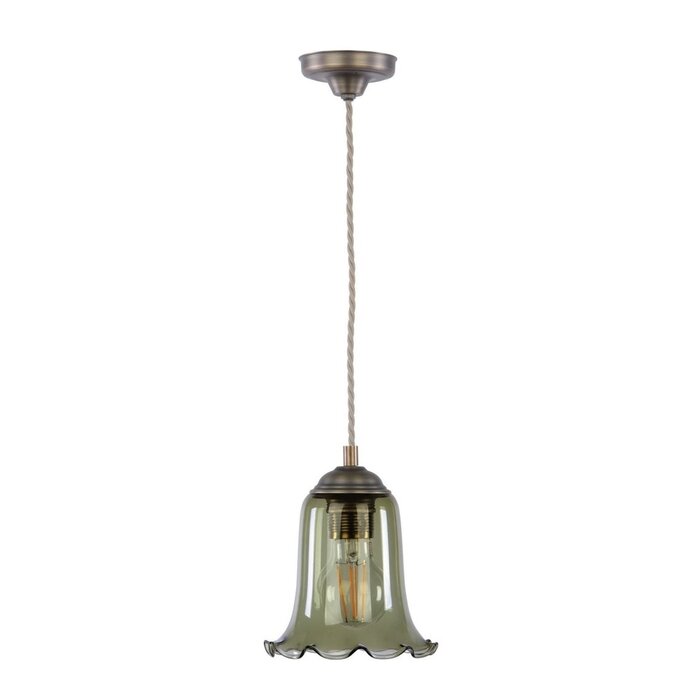 Ebba - Green Glass and Antique Brass Pendant - David Hunt