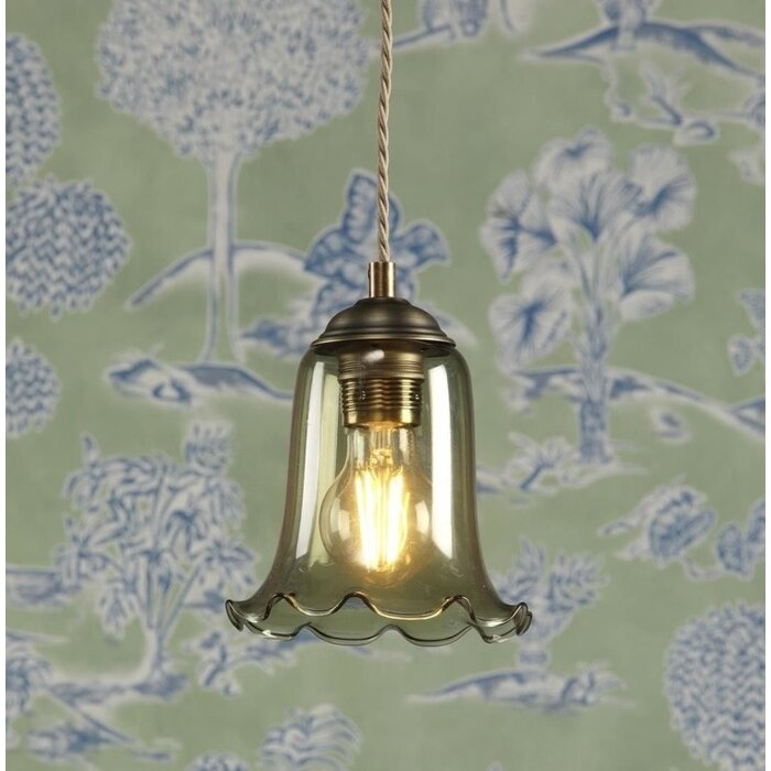 Ebba - Green Glass and Antique Brass Pendant - David Hunt