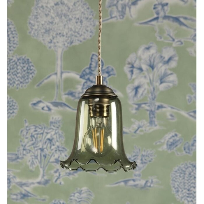 Ebba - Green Glass and Antique Brass Pendant - David Hunt