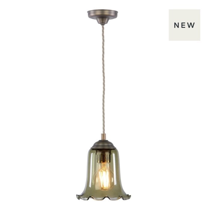 Ebba - Green Glass and Antique Brass Pendant - David Hunt