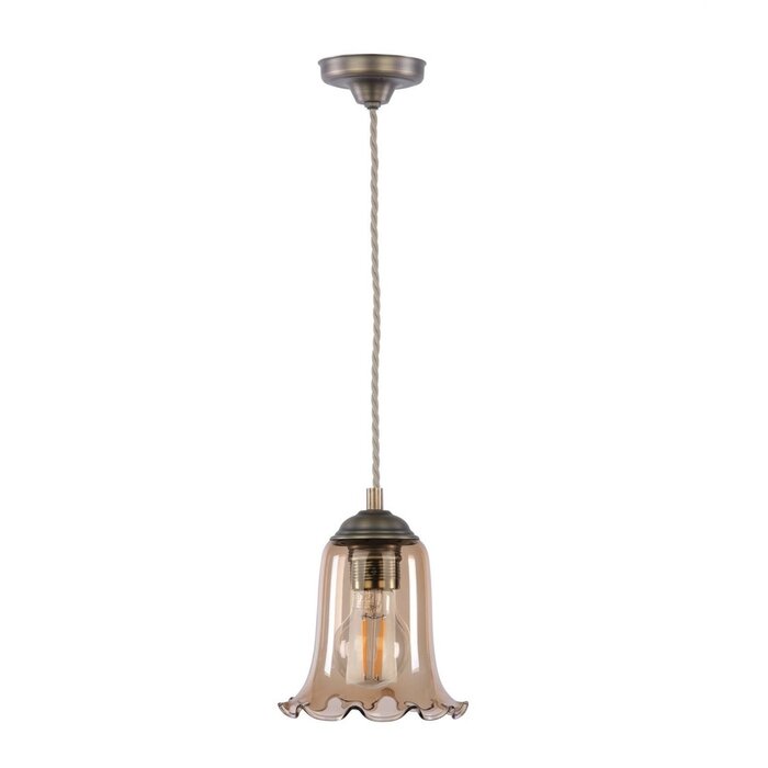 Ebba - Amber Glass and Antique Brass Pendant - David Hunt