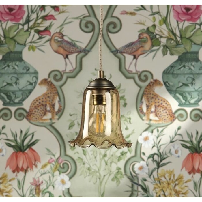 Ebba - Amber Glass and Antique Brass Pendant - David Hunt