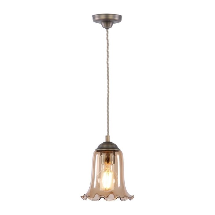 Ebba - Amber Glass and Antique Brass Pendant - David Hunt