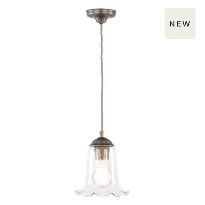 Ebba - Clear Glass and Antique Brass Pendant - David Hunt