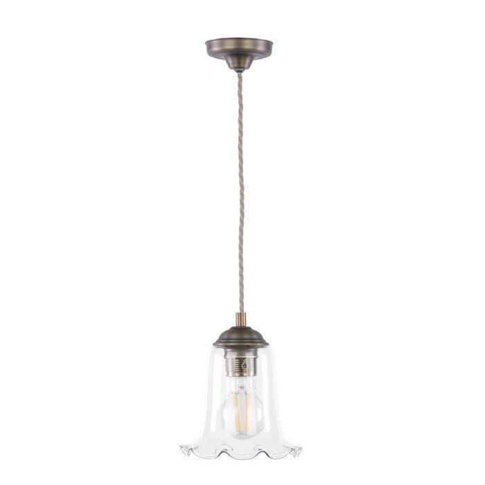 Ebba - Clear Glass and Antique Brass Pendant - David Hunt
