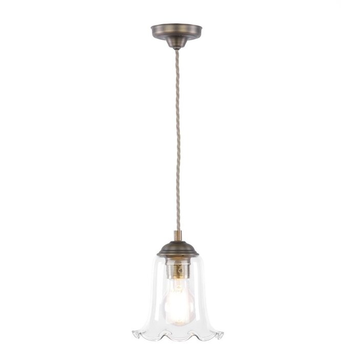 Ebba - Clear Glass and Antique Brass Pendant - David Hunt