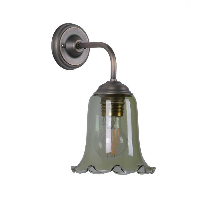 Ebba - Green Glass and Antique Brass Wall Light - David Hunt