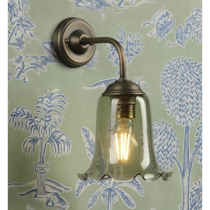 Ebba - Green Glass and Antique Brass Wall Light - David Hunt