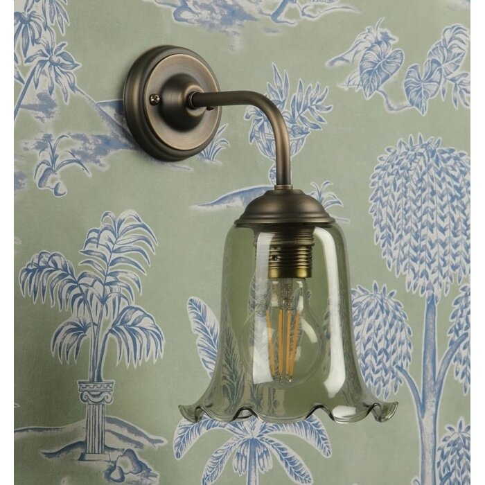 Ebba - Green Glass and Antique Brass Wall Light - David Hunt