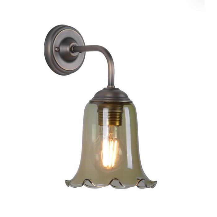 Ebba - Green Glass and Antique Brass Wall Light - David Hunt