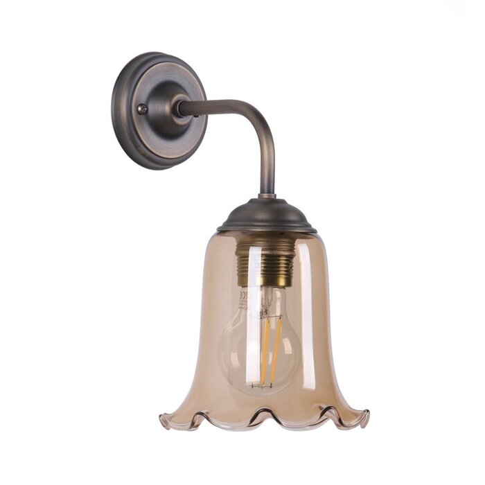 Ebba - Amber Glass and Antique Brass Wall Light - David Hunt