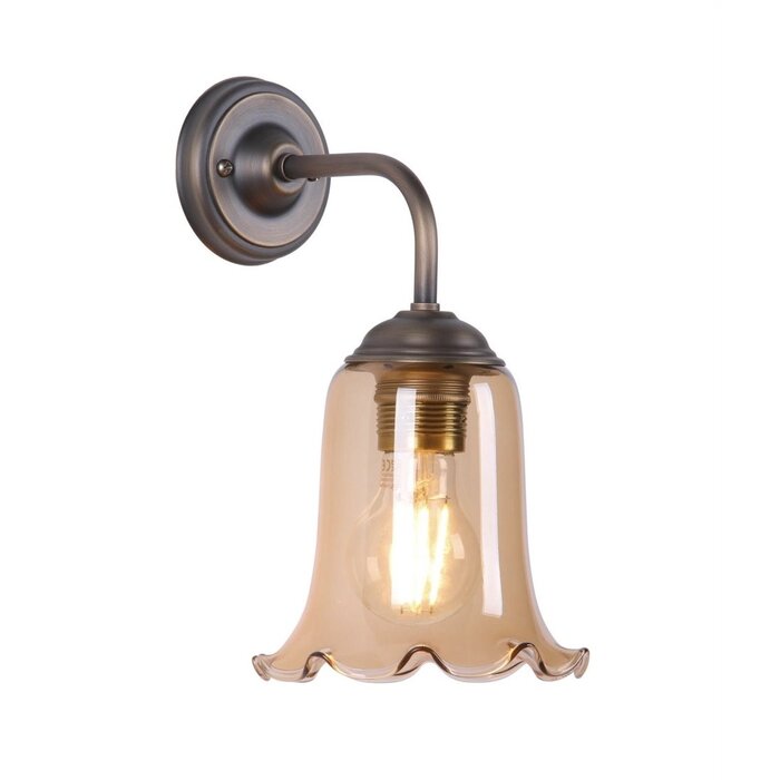 Ebba - Amber Glass and Antique Brass Wall Light - David Hunt