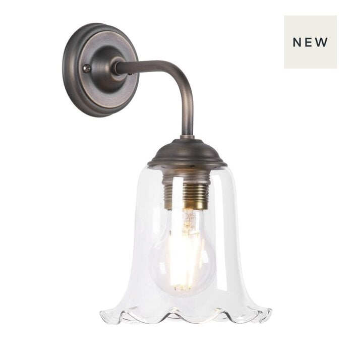 Ebba - Clear Glass and Antique Brass Wall Light - David Hunt