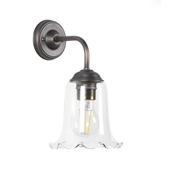Ebba - Clear Glass and Antique Brass Wall Light - David Hunt