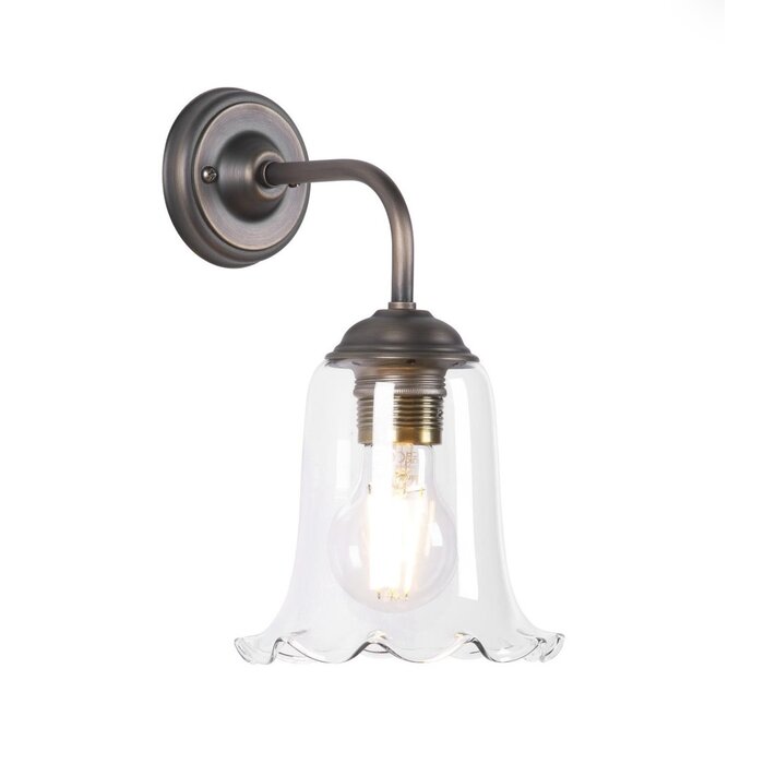 Ebba - Clear Glass and Antique Brass Wall Light - David Hunt