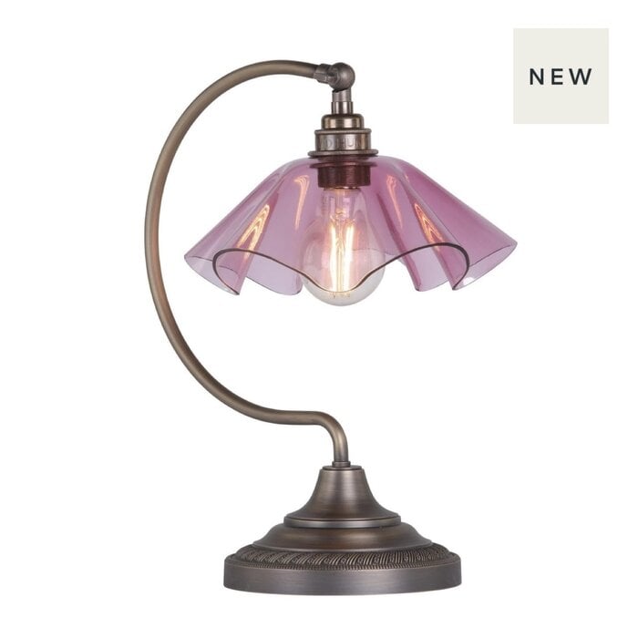 Ethel - Pink Glass and Antique Brass Table Lamp - David Hunt