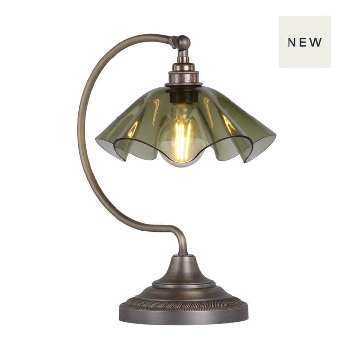 Ethel - Green Glass and Antique Brass Table Lamp - David Hunt