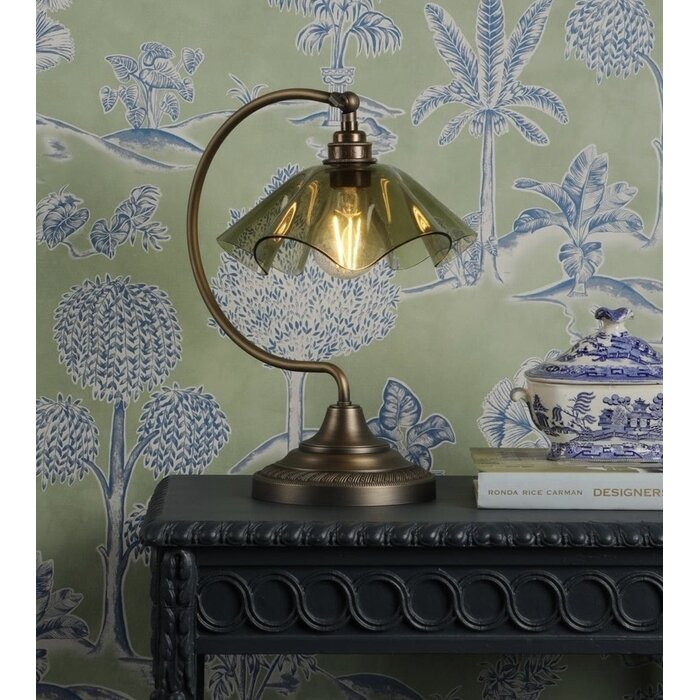 Ethel - Green Glass and Antique Brass Table Lamp - David Hunt