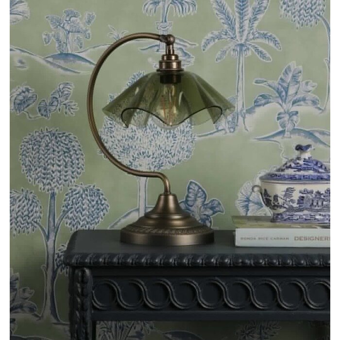 Ethel - Green Glass and Antique Brass Table Lamp - David Hunt